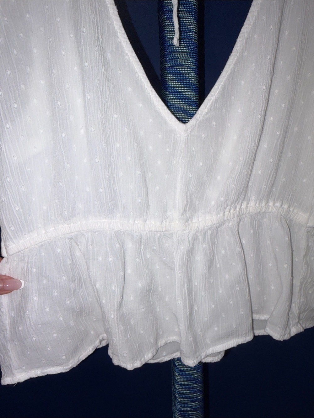 HOLLISTER -White Swiss Dot Peplum Top | Size Medium - Picture 14 of 15